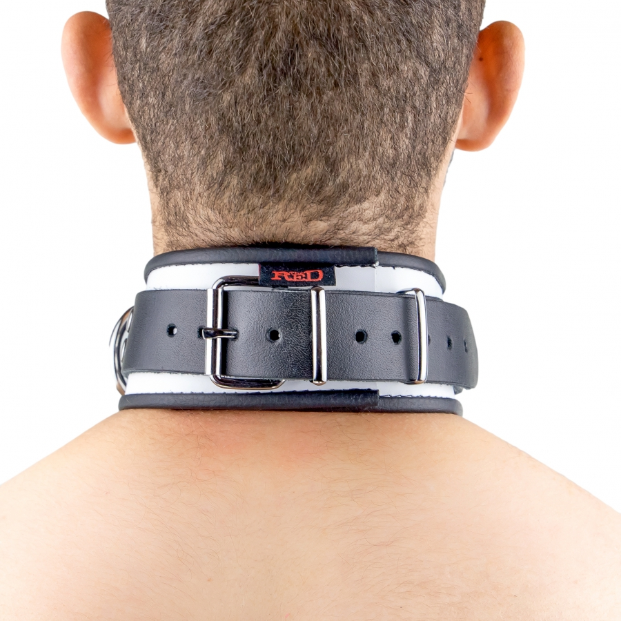 The Red Collier En Cuir 3 Anneaux D | Blanc-Noir 8 The Red Collier En Cuir 3 Anneaux D | Blanc-Noir – Image 8