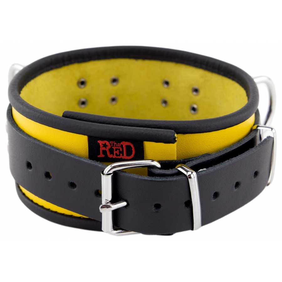 The Red Collier En Cuir 3 Anneaux D | Jaune-Noir 2 The Red Collier En Cuir 3 Anneaux D | Jaune-Noir – Image 2
