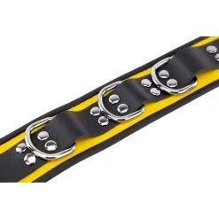 The Red Collier En Cuir 3 Anneaux D | Jaune-Noir 7 The Red Collier En Cuir 3 Anneaux D | Jaune-Noir -FÉMINITÉS boutique collier en cuir 3 anneaux d jaune noir 2