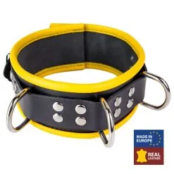 The Red Collier En Cuir 3 Anneaux D | Noir-Jaune