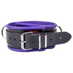 The Red Collier En Cuir 3 Anneaux D | Noir-Violet -FÉMINITÉS boutique collier en cuir 3 anneaux d noir violet 2