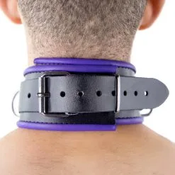 The Red Collier En Cuir 3 Anneaux D | Noir-Violet -FÉMINITÉS boutique collier en cuir 3 anneaux d noir violet 6