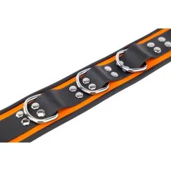 The Red Collier En Cuir 3 Anneaux D | Orange-Noir -FÉMINITÉS boutique collier en cuir 3 anneaux d orange noir 6