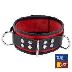 The Red Collier En Cuir 3 Anneaux D | Rouge-Noir