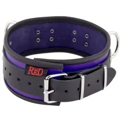 The Red Collier En Cuir 3 Anneaux D | Violet-Noir -FÉMINITÉS boutique collier en cuir 3 anneaux d violet noir 3