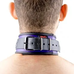 The Red Collier En Cuir 3 Anneaux D | Violet-Noir -FÉMINITÉS boutique collier en cuir 3 anneaux d violet noir 7