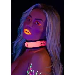 Collier-Laisse Phosphorescent GLOW PINK Taboom -FÉMINITÉS boutique collier laisse phosphorescent glow pink taboom 5