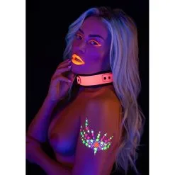 Collier-Laisse Phosphorescent GLOW PINK Taboom -FÉMINITÉS boutique collier laisse phosphorescent glow pink taboom 6