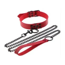 Generique Collier-Laisse PUNK Rouge