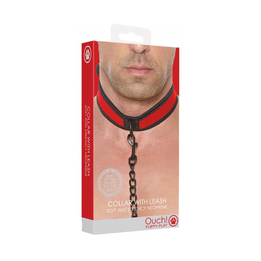 Ouch! Puppy Play Collier Néoprène OUCH PUPPY Rouge 2 Ouch! Puppy Play Collier Néoprène OUCH PUPPY Rouge – Image 2