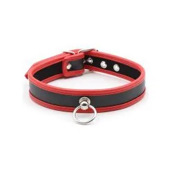 Generique Collier O RING Simili Noir-Rouge