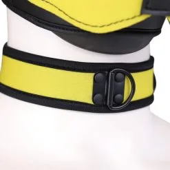 Kinky Puppy Collier PUPPY Néoprène Jaune -FÉMINITÉS boutique collier puppy neoprene jaune 2