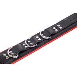 The Red Collier Rembourré En Cuir 3 Anneaux D Rouge -FÉMINITÉS boutique collier rembourre en cuir 3 anneaux d rouge 2