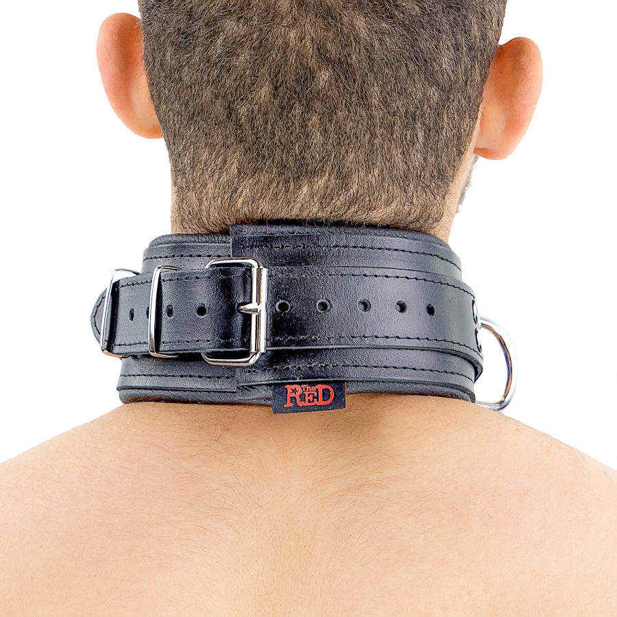 The Red Collier Rembourré En Cuir Avec Anneaux D Noir 9 The Red Collier Rembourré En Cuir Avec Anneaux D Noir – Image 9