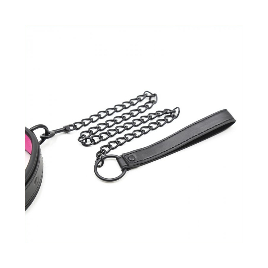 FUKR Collier SM Avec Laisse Noir-Rose 3 FUKR Collier SM Avec Laisse Noir-Rose – Image 3