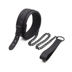 FUKR Collier Soumission Avec Laisse Noir