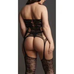 Le Desir Combinaison Grande Taille LACE SUSPENDER - Noir -FÉMINITÉS boutique combinaison grande taille lace suspender noir 5
