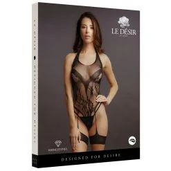 Le Desir Body Ouvert Effet Porte-jarretelles Jade - Noir -FÉMINITÉS boutique combinaison ouverte avec jarretieres jade black 2