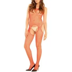 Rene Rofe Combinaison Rouge Larges Mailles - Ouverte