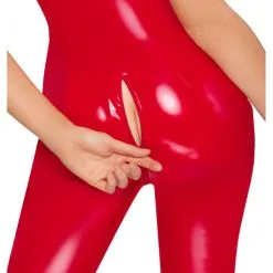 Black Level Combinaison VINYL OVERALL ZIP V Rouge 9 Black Level Combinaison VINYL OVERALL ZIP V Rouge -FÉMINITÉS boutique combinaison vinyl overall zip v rouge 3