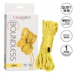 CalExotics Corde Bondage BOUNDLESS 10m Jaune -FÉMINITÉS boutique corde bondage boundless 10m jaune 2