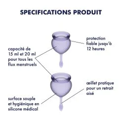 Satisfyer Coupes Menstruelles FEEL GOOD X2 Lilas 9 Satisfyer Coupes Menstruelles FEEL GOOD X2 Lilas -FÉMINITÉS boutique coupes menstruelles feel good x2 lilas 1