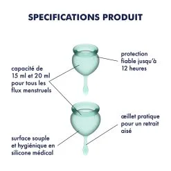 Satisfyer Coupes Menstruelles FEEL GOOD X2 Vert 9 Satisfyer Coupes Menstruelles FEEL GOOD X2 Vert -FÉMINITÉS boutique coupes menstruelles feel good x2 vert 1