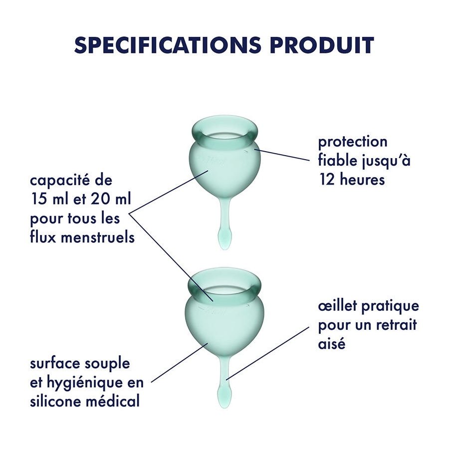 Satisfyer Coupes Menstruelles FEEL GOOD X2 Vert 3 Satisfyer Coupes Menstruelles FEEL GOOD X2 Vert – Image 3