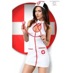 Chilirose Costume D'infirmière Sexy -FÉMINITÉS boutique cr 3854 white sexy nurse costume dress with zipper on the neck is fastened with hooks outdoor back adding costume some c 2