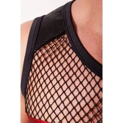 Crop Top NET Destructive Noir-Rouge 8 Crop Top NET Destructive Noir-Rouge -FÉMINITÉS boutique crop top net destructive noir rouge 3