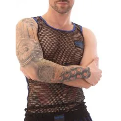 Barcode Berlin Débardeur Filet TOUMA Noir-Bleu