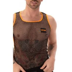 Barcode Berlin Débardeur Filet TOUMA Noir-Orange