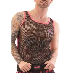 Barcode Berlin Débardeur Filet TOUMA Noir-Rose