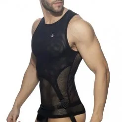 AD Fetish Débardeur MESH DOUBLE CLIP Noir