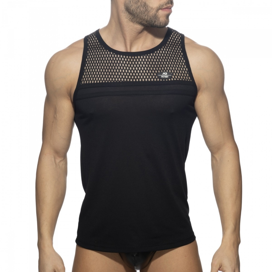 AD Fetish Débardeur MESH-STRIPED Noir 3 AD Fetish Débardeur MESH-STRIPED Noir – Image 3
