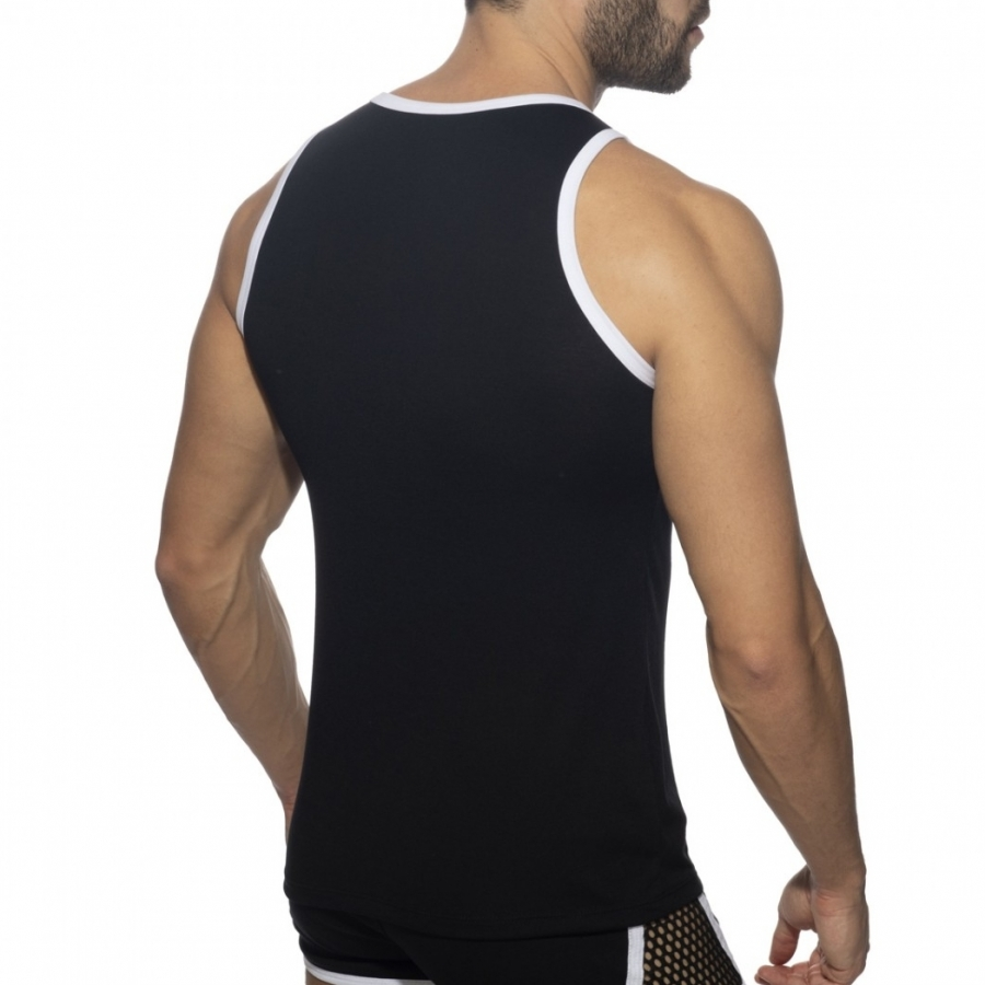 AD Fetish Débardeur MESH-STRIPED Noir-Blanc 2 AD Fetish Débardeur MESH-STRIPED Noir-Blanc – Image 2