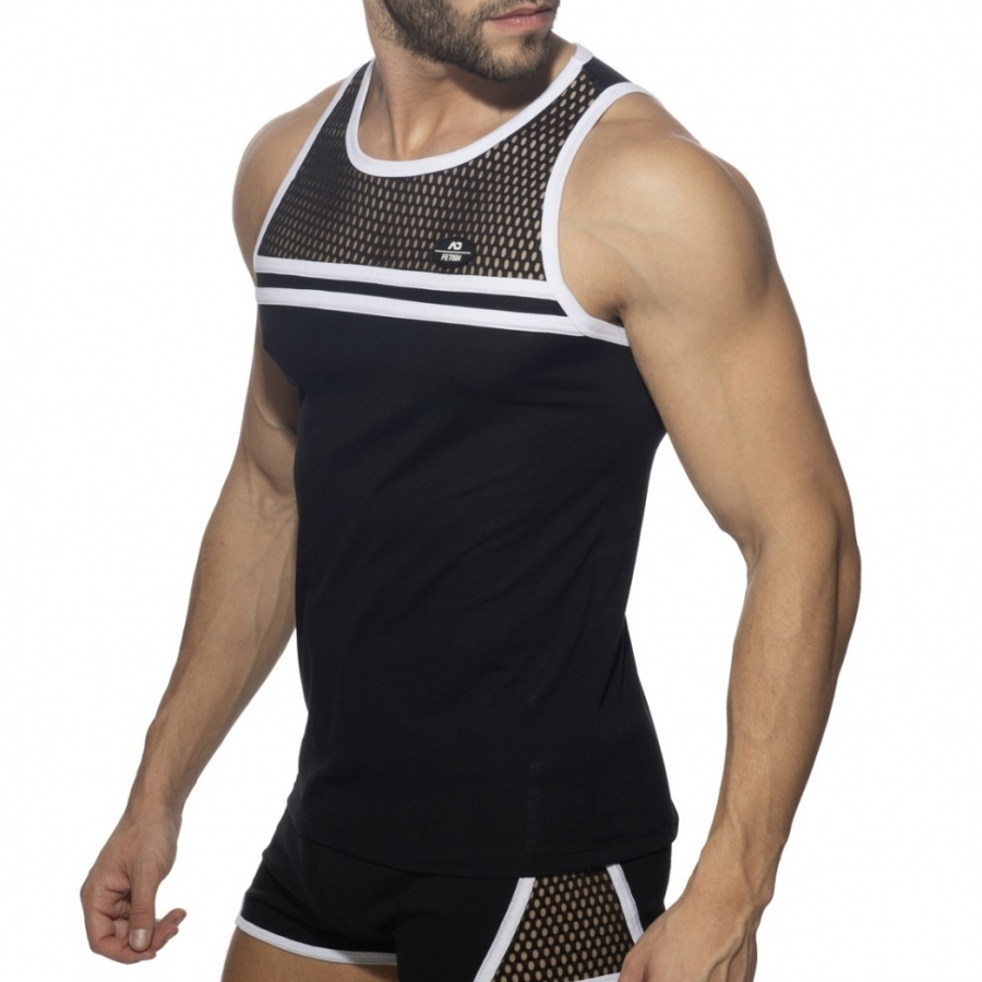 AD Fetish Débardeur MESH-STRIPED Noir-Blanc 1 AD Fetish Débardeur MESH-STRIPED Noir-Blanc