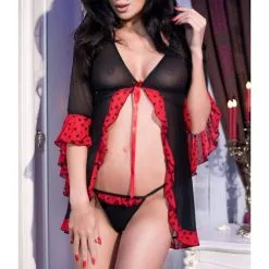 Chilirose Déshabillé Catalina - Rouge Et Noir -FÉMINITÉS boutique deshabille catalina rouge et noir 2