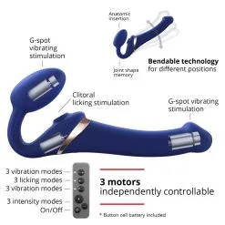 Dildo MULTI ORGASM Strap-On-Me L 15.5 X 4.2cm Bleu -FÉMINITÉS boutique dildo multi orgasm strap on me l 155 x 42cm bleu 4