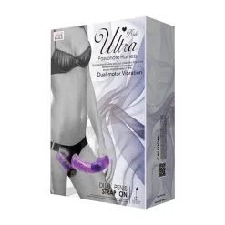 Double Gode Ceinture Vibrant DUAL STRAP ON 17 X 4.3cm Violet -FÉMINITÉS boutique double gode ceinture vibrant dual strap on 17 x 43cm violet 4