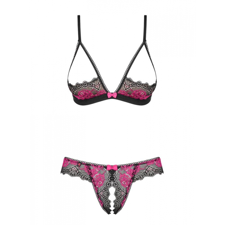 Obsessive Ensemble Tulia Cupless 2 Pièces Noir-Rose 5 Obsessive Ensemble Tulia Cupless 2 Pièces Noir-Rose – Image 5