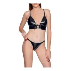 Black Level Ensemble VINYL BRA Noir -FÉMINITÉS boutique ensemble vinyl bra noir 2