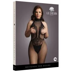 Le Desir Combinaison Ouverte Grande Taille Eryn - Noir -FÉMINITÉS boutique fishnet and lace bodystocking black osx 2