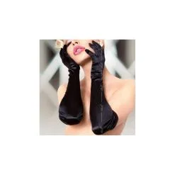 Softline Gants Longs En Satin ZARINA - Noirs