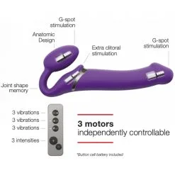 Strap-on-me Gode Vibrant STRAP-ON 3 Moteurs M 16 X 3.5 Cm Violet -FÉMINITÉS boutique gode vibrant strap on 3 moteurs m 16 x 35 cm violet 2