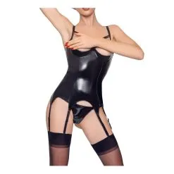 Black Level Guêpière Et String VINYL BASQUE CROSS Noire