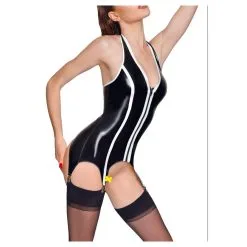 Black Level Guêpière Porte-Jarretelles VINYL BASQUE BAND Noir-Blanc 8 Black Level Guêpière Porte-Jarretelles VINYL BASQUE BAND Noir-Blanc -FÉMINITÉS boutique guepiere porte jarretelles vinyl basque band noir blanc 3