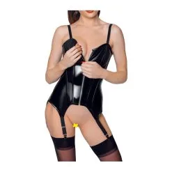 Black Level Guêpière Porte-Jarretelles VINYL BASQUE ZIP Noire 9 Black Level Guêpière Porte-Jarretelles VINYL BASQUE ZIP Noire -FÉMINITÉS boutique guepiere porte jarretelles vinyl basque zip noire 2