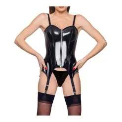 Black Level Guêpière Porte-Jarretelles VINYL BASQUE ZIP Noire 10 Black Level Guêpière Porte-Jarretelles VINYL BASQUE ZIP Noire -FÉMINITÉS boutique guepiere porte jarretelles vinyl basque zip noire 3