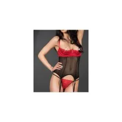 Chilirose Guêpière Seins Nus Dentelle Rouge